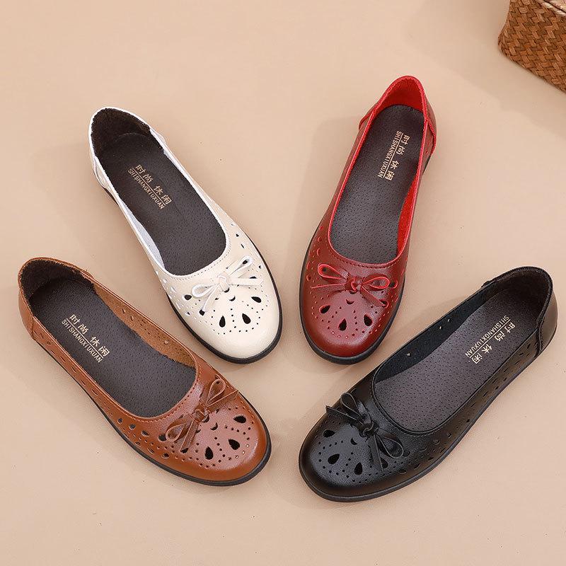 Spring Soft Sole Leather Sandals | Non-Slip Breathable Flats for Women & Seniors