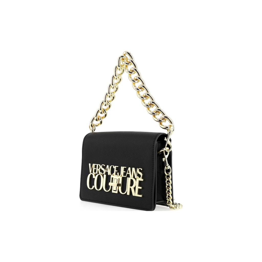 Versace Jeans Couture Gouden Logo Ketting Schouderband Kunstleer Handtas Dames handtassen Zwart 75VA4BL3ZS467899