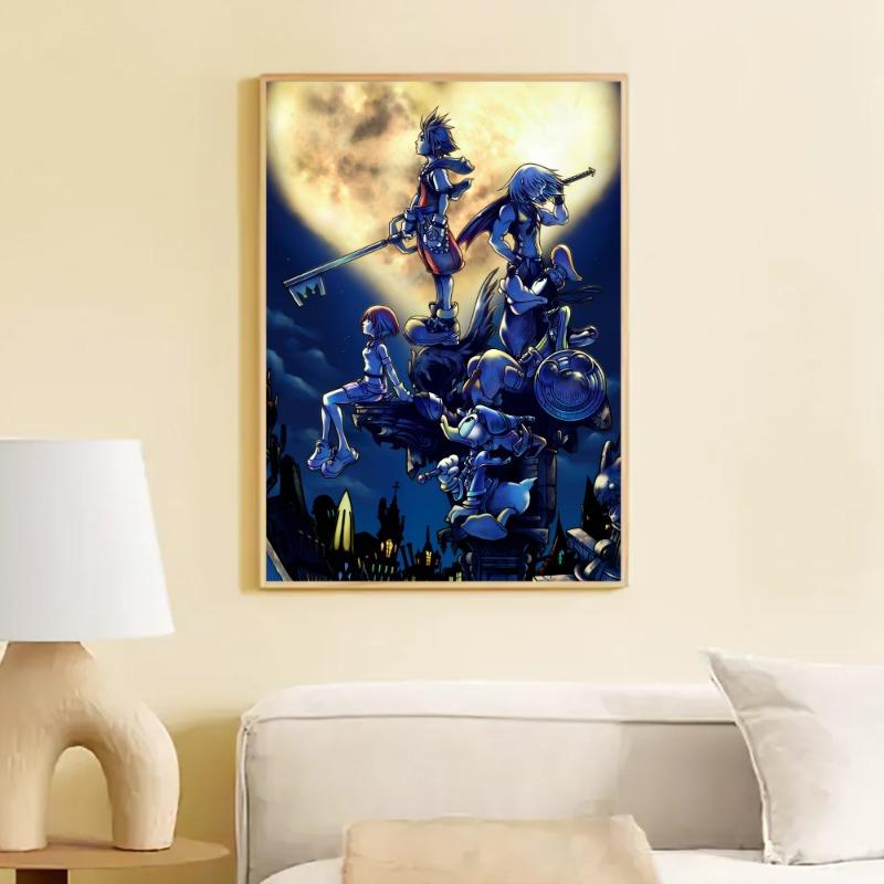 Kingdom Hearts Game Movie Sticky Posters Vintage Room Home Bar Cafe Decor Room Wall Decor