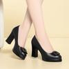 Black High Heels Women's Spring Summer New Temperament Shallow Mouth Catwalk Shoes Single Shoes Waterproof Table Leather Shoes