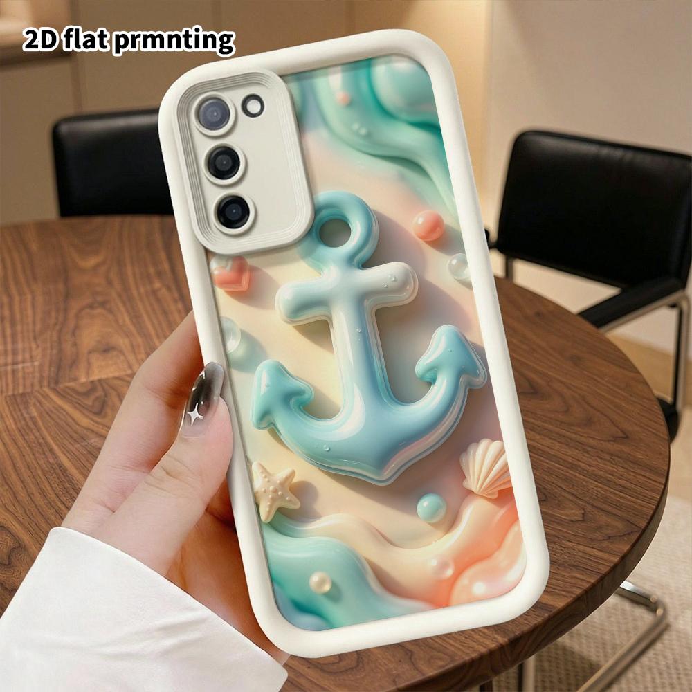 Phone Case: 2D Flat Design Suitable for Samsung Galaxy A34 A35 M05 M06 S20 S22 S21 FE Plus 5G Protective Case, Ocean Anchor, Perfect Christmas and Hal
