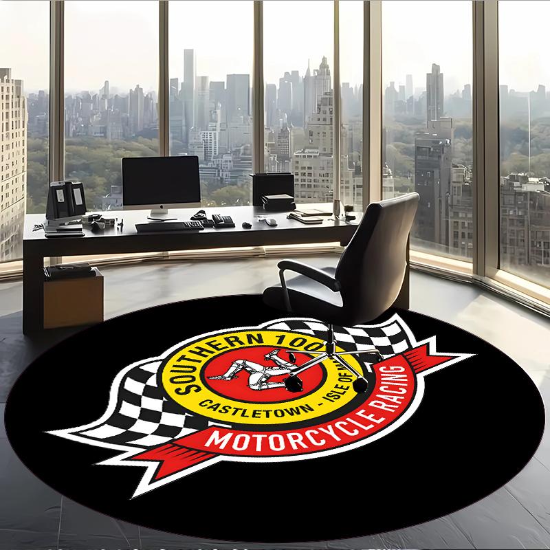 Lsle Of Man Tt (1) Round Office Rug Decorative Floor Rug for Office Bedroom Living Room and Home Space