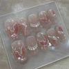 10 Pcs 3D Stereoscopic Mermaid Handmade Press On Nails Short Cat Eye Pearl French Nail Art Tips