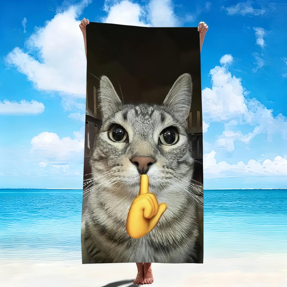 Gatto meme divertente cartone animato carino gattino astratto Asciugamani da spiaggia morbidi Asciugamano da piscina ad asciugatura rapida per Viaggio Palestra bagno Spa Campeggio sport Regalo
