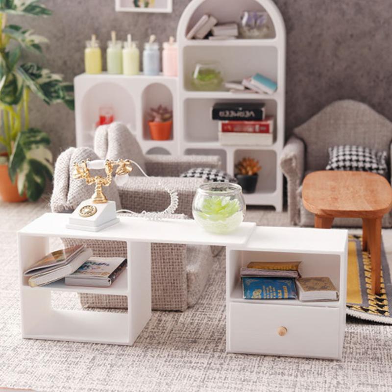 1Pcs 1/12 Dollhouse Storage Cabinet Tv Combination Cabinet For Micro Landscape Decoration Miniature Food Toy Model Diy Accessory
