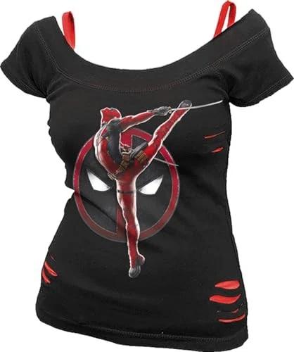 Marvel - DEADPOOL - MAXIMUM EFFORT (Female Black Sleeveless Tops) Small 4XL