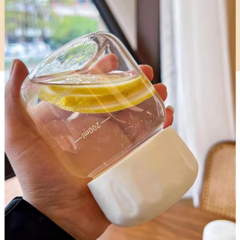 1/2pc 300ml Transparent Water Bottles With Lid Graduated Portable Milk Juice Cup Beverage Container Suitable For Outdoor Kitchen