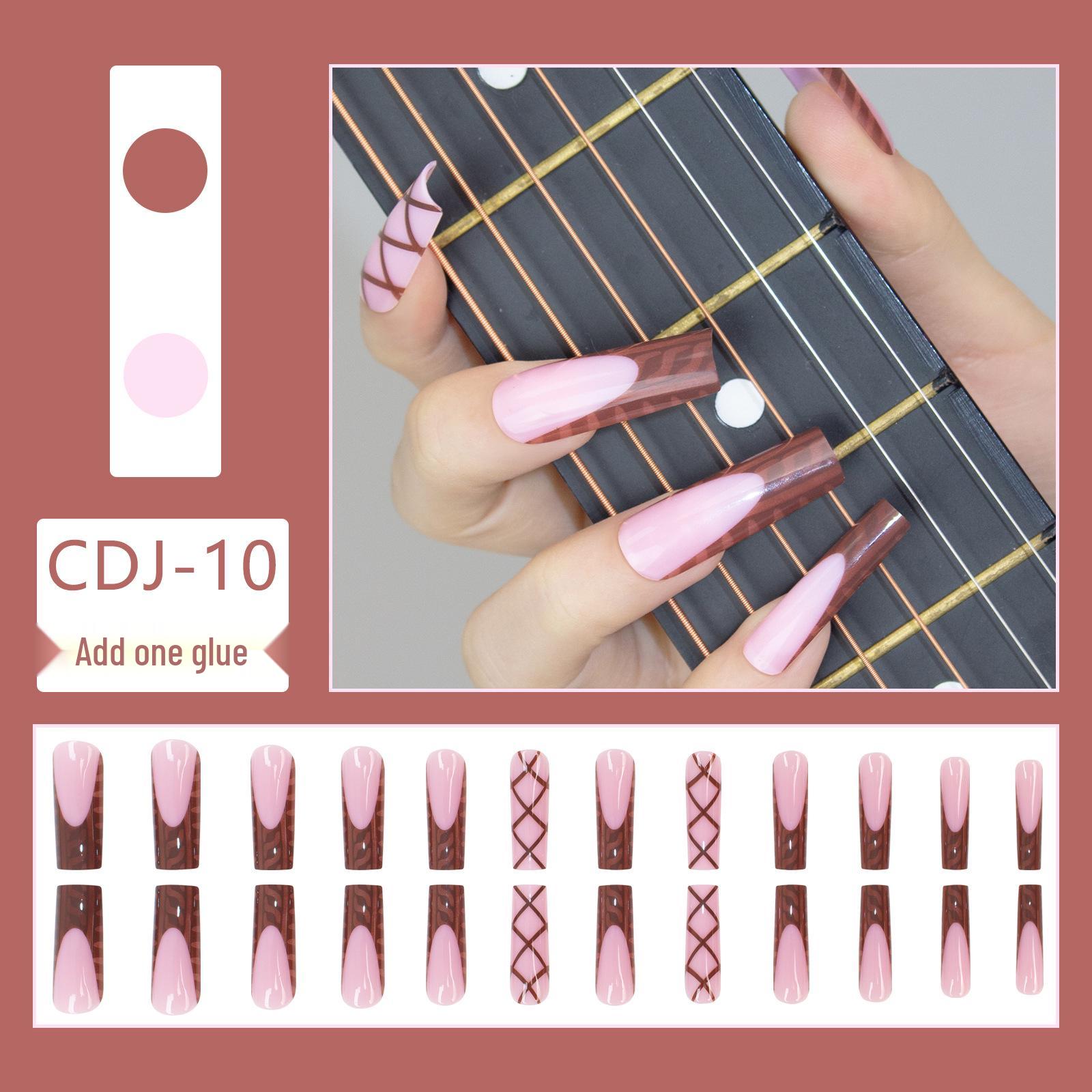 

Набор из 24 шоколадно-кофейных ногтей-стилетов - Розовые экстрадлинные съемные типсы (Европейский и американский стиль)