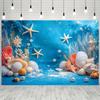 1 Stück, Hintergrund zum Thema Ozean mit Perlen, Seesternen und Muscheln - zur Dekoration, für Hochzeiten, Geburtstage, Jubiläen