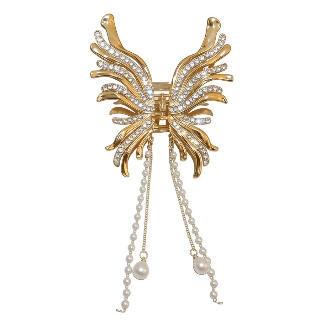 Große Metall-Haarklammer für Damen High-End-Design Strass Schmetterling Stil Haaraccessoires für Hochsteckfrisuren und Haarstyling