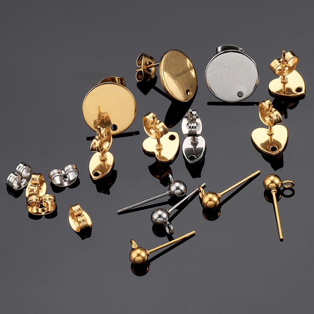 Kein Verblassen 10 Stück Edelstahl Leere Ohrstecker Basis Pins Mit Ohrstecker Ohrrücken für Schmuckherstellung DIY Zubehör