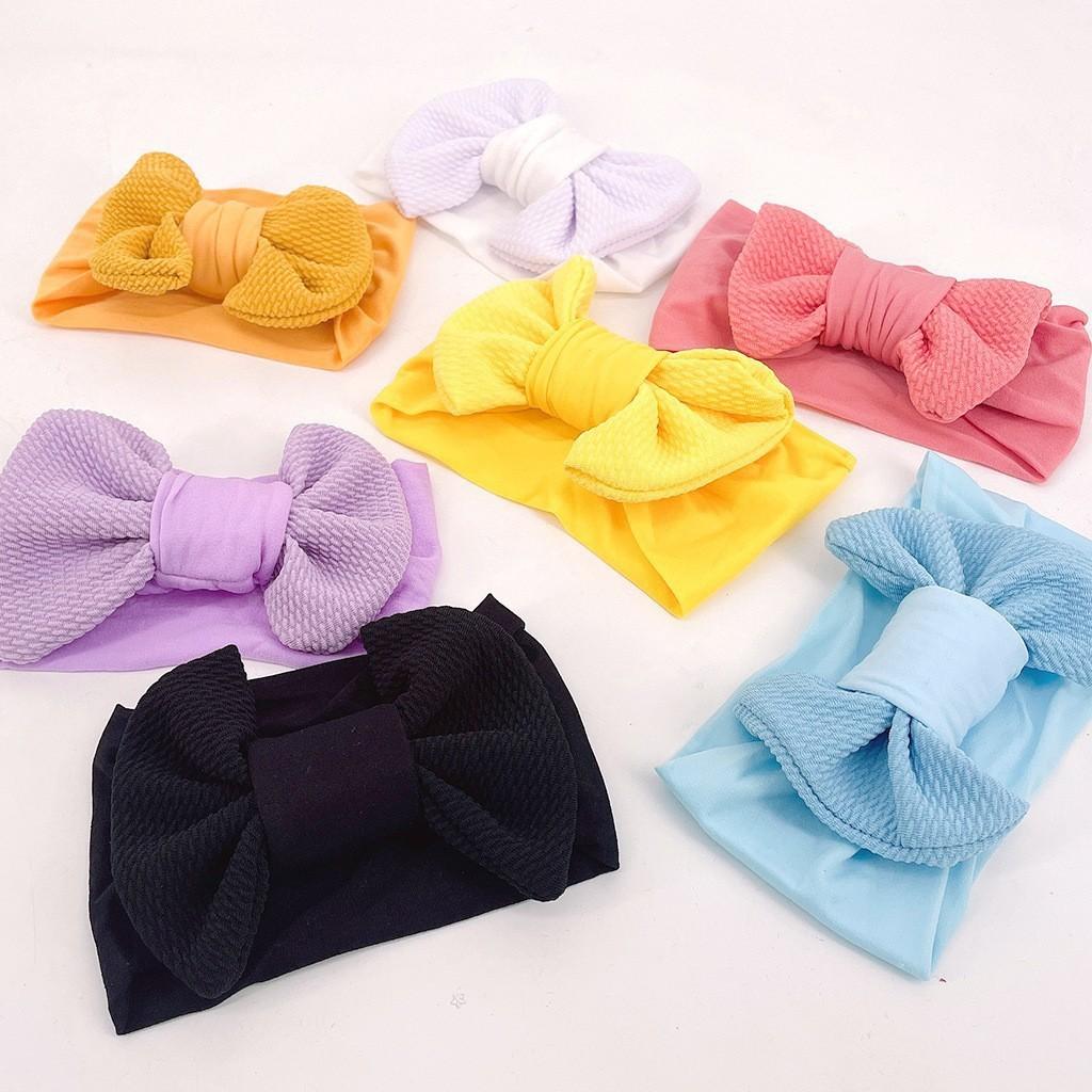 Children's Unisex Hair Accessories Big Knotted Bow Headband Nylon Fabric Baby Headdress Stockings Washable Eco-Friendly All