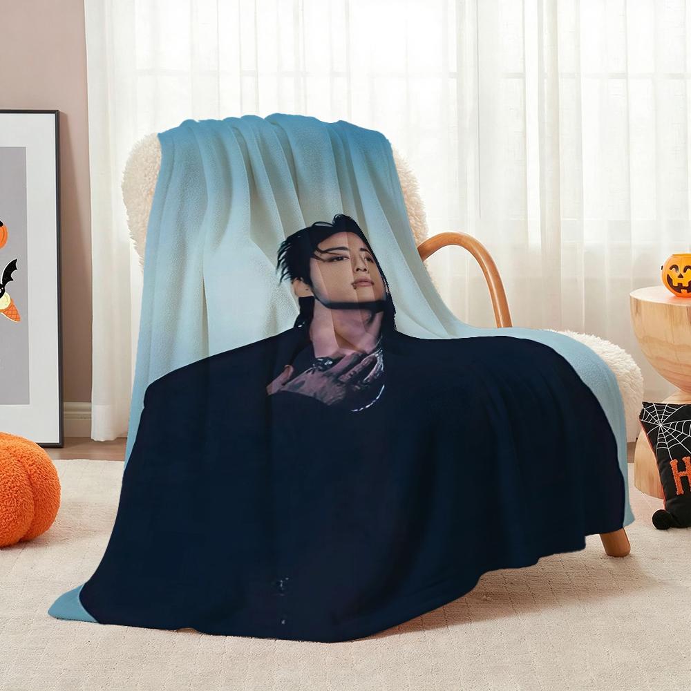 Stylish Male Idol Against Starry Background Theme Printed Blanket Soft Comfortable Throw Blanket For Living Room Kids Room Party Decor Memorial Gift
