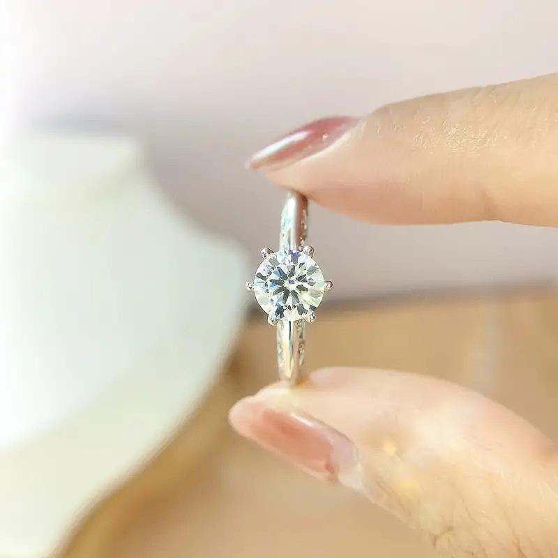 Six-Claw Inlaid Zircon Ring, Engagement Wedding With Jewelry, Fashionable Classic And Elegant