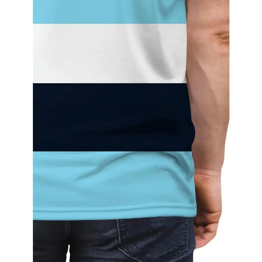 Men Bird Striped T Shirt Short Sleeve O-Neck TShirt Vintage Sport Casual Large Size T-Shirts Men’s