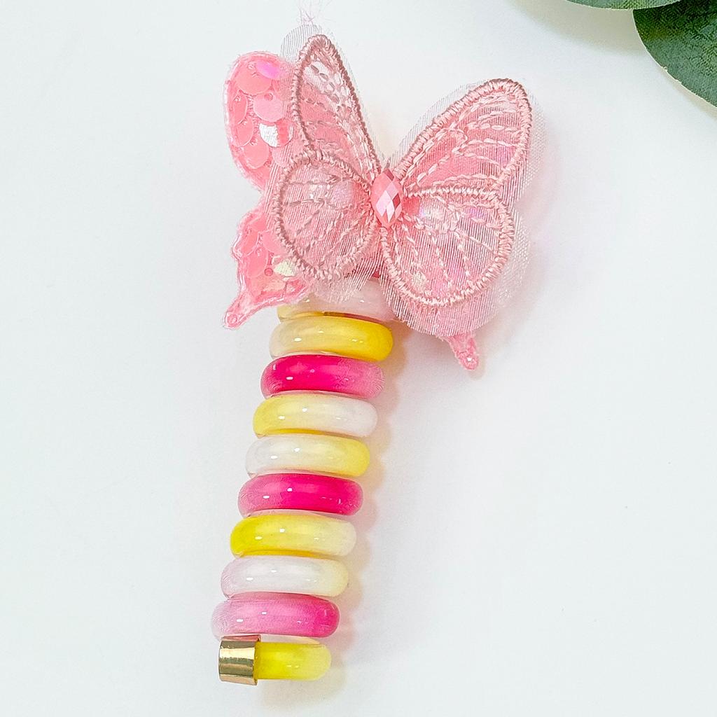 Cute Candy Color Telephone Wire Line Elasticity Rubber Band Elastic Butterfly Hair Rope For Kid Scrunchies Headbands Headwear