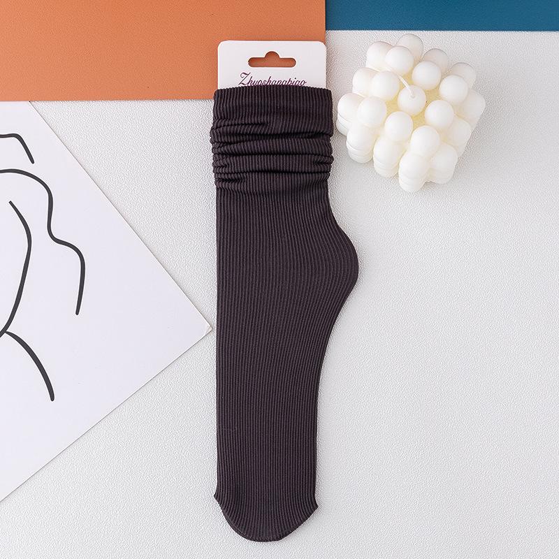 Women Girls Spring Summer Thin Loose Tube Socks Solid Color Black White Red Purple Green Yellow Velvet Breathable Long Socks