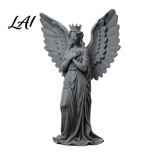 3D Printed Angel Statue Crown Figurine Vintage Guardian Angle Statue Shape Ornament Artistic Winged Women Sculpture for Home Tabletop Decoration