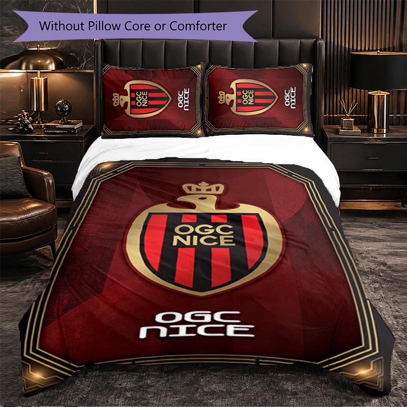 OGC Nice FC Themed Bedding 3Pcs Duvet Cover Set Decorative Bed Linen For Teen Room Home Decoration