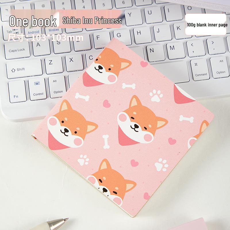 Stylish Cartoon Stamp Mini Notebook: Cute, High-Value, Simple Square Pocket Journal