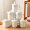 Jieyajie Ceramic Tea Cups with Lids (350ml), Ceramic Office Cups, Set of 6, Noble Cups