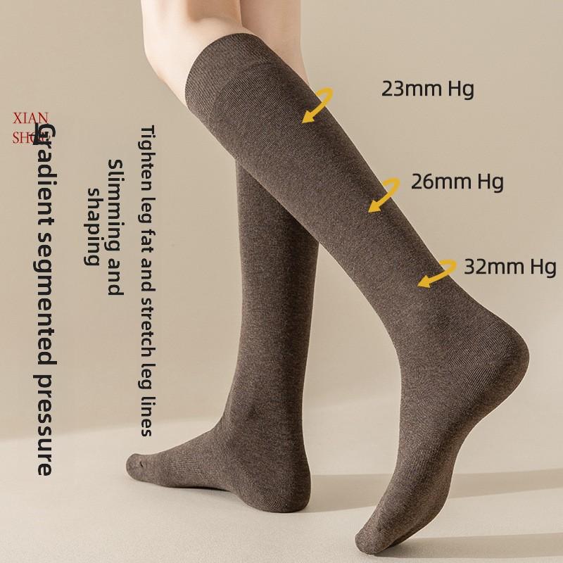 Calf Socks for Women, Autumn and Winter Cotton, Slightly Pressurized, Slimming and Leg Beautifying Socks, Black Autumn and Winter Calf Socks