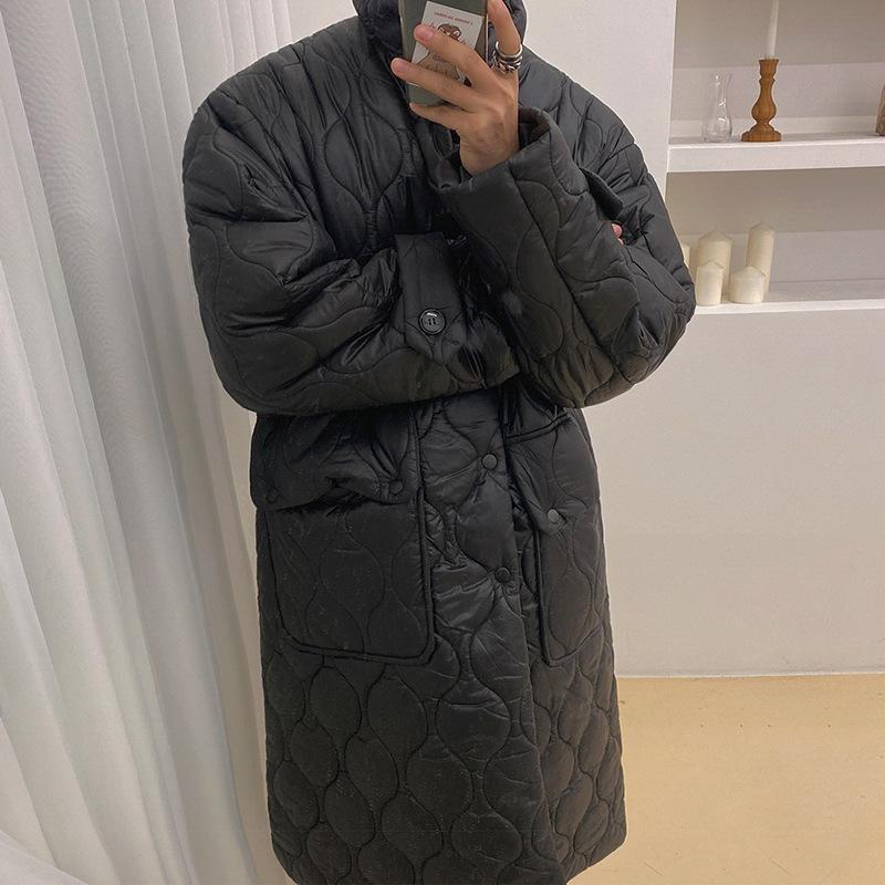 

Зимнее хлопковое пальто, мужское, средней длины, хлопковое пальто в корейском стиле, красивое свободное студенческое армейское пальто, куртка с хлопковой подкладкой 2XL