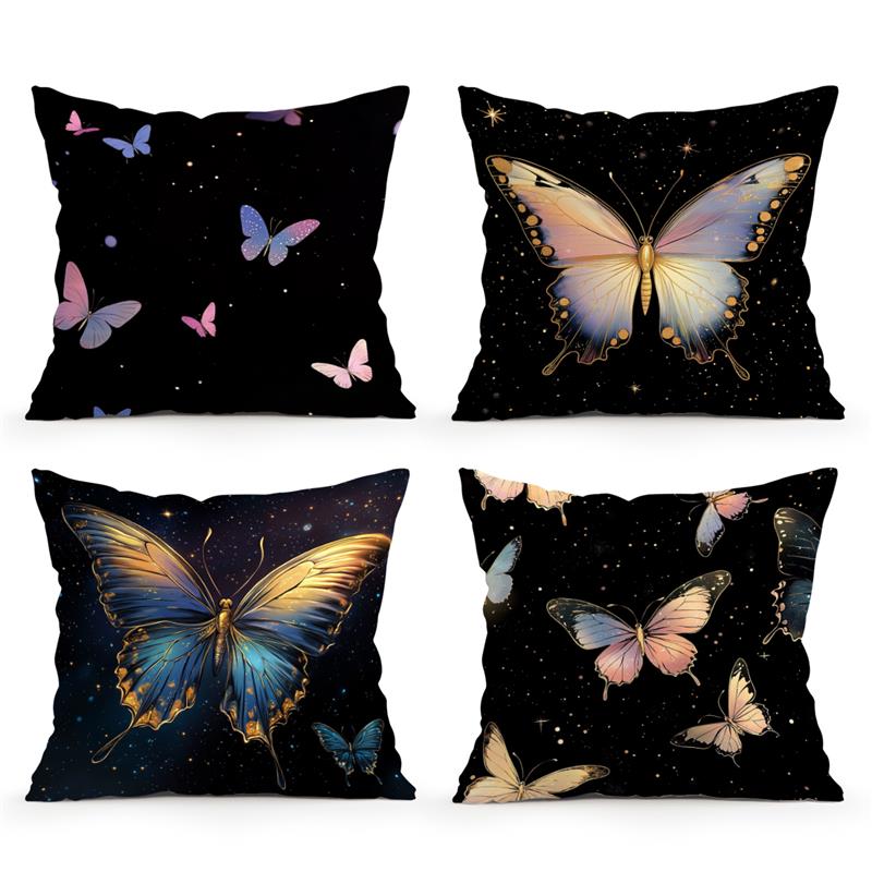 Butterfly Digital Print Craft Cushion Cover Peach Skin Velvet Room Home Sofa Living Office Car Simplicity Pillow Cover