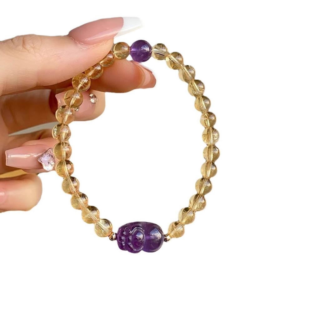 Originaler natürlicher uruguayischer Amethyst-Armband, Amethyst Pixiu-Armband, leichter Luxus-Mode, beliebt bei japanischen und koreanischen weiblichen Livestreamern