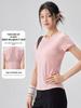 Women's Lightweight Cross-Cutout Yoga T-Shirt - Breathable Textured Short Sleeve Slim Fit for Summer Fitness