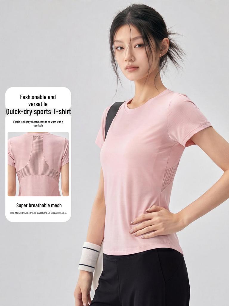 Women's Lightweight Cross-Cutout Yoga T-Shirt - Breathable Textured Short Sleeve Slim Fit for Summer Fitness