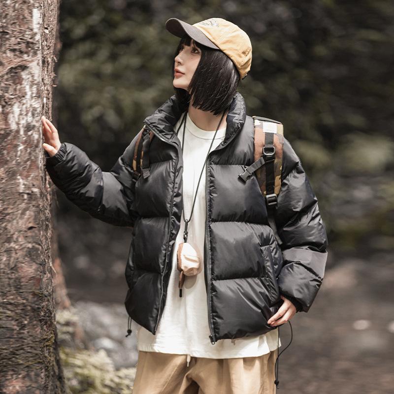 Stand-up Collar Cotton Clothes Winter Outdoor Color Matching Warm and Cold Clothes Couple's Anti-splashing Bread Clothes Winter Jackets