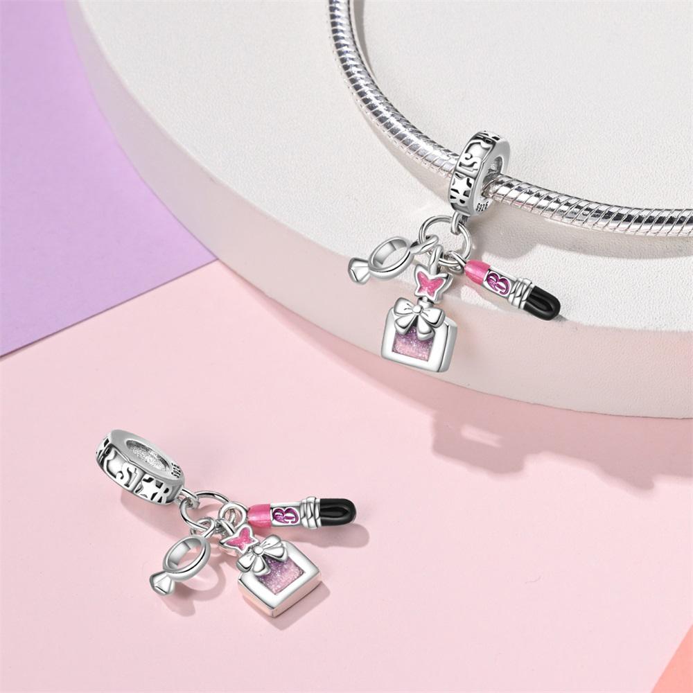 

Plated 925 Silver pink girl Charms Fit 925 Charms Bracelet Beads Jewelry Gifts for Women