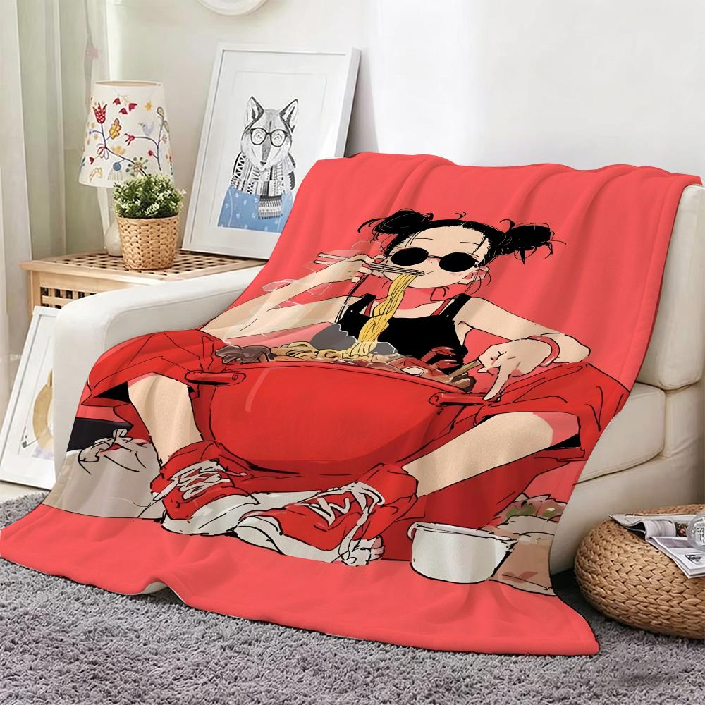 Art F-Flat Illustration Throw Lightweight  Flannel Blanket Soft Skin-Friendly For Summer Cooling