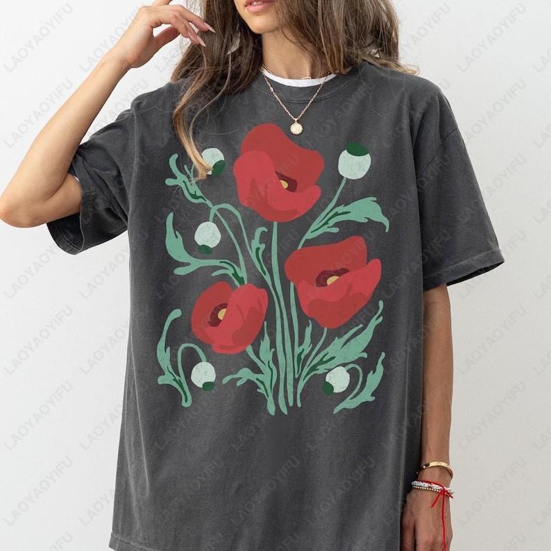 Wildflower for Women Graphic Tees Vintage Cottage Floral TShirt Nature Lover Gift Boho Gardening Shirt Funny Print Cotton Tops