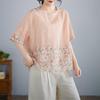 Short sleeve Oversized cotton vintage floral Casual loose t shirt tops Women summer t-shirt