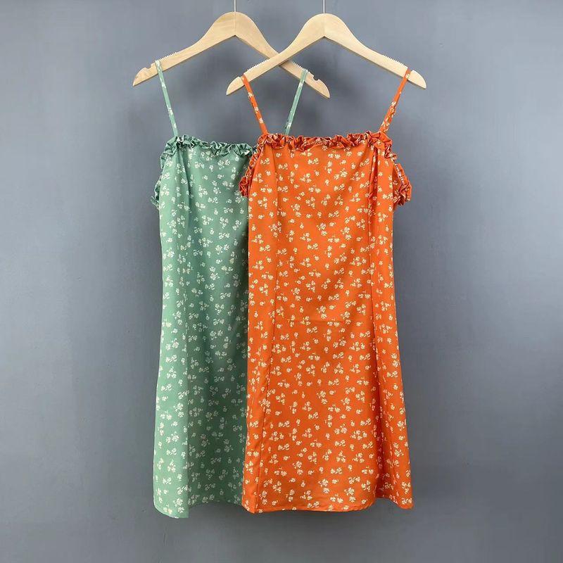 

Модное экспортное облегающее платье-слинг слегка свободного кроя Light green printing L