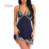 Lecca-lecca Abito da notte da donna estivo con scollo a V profondo patchwork in pizzo senza spalline