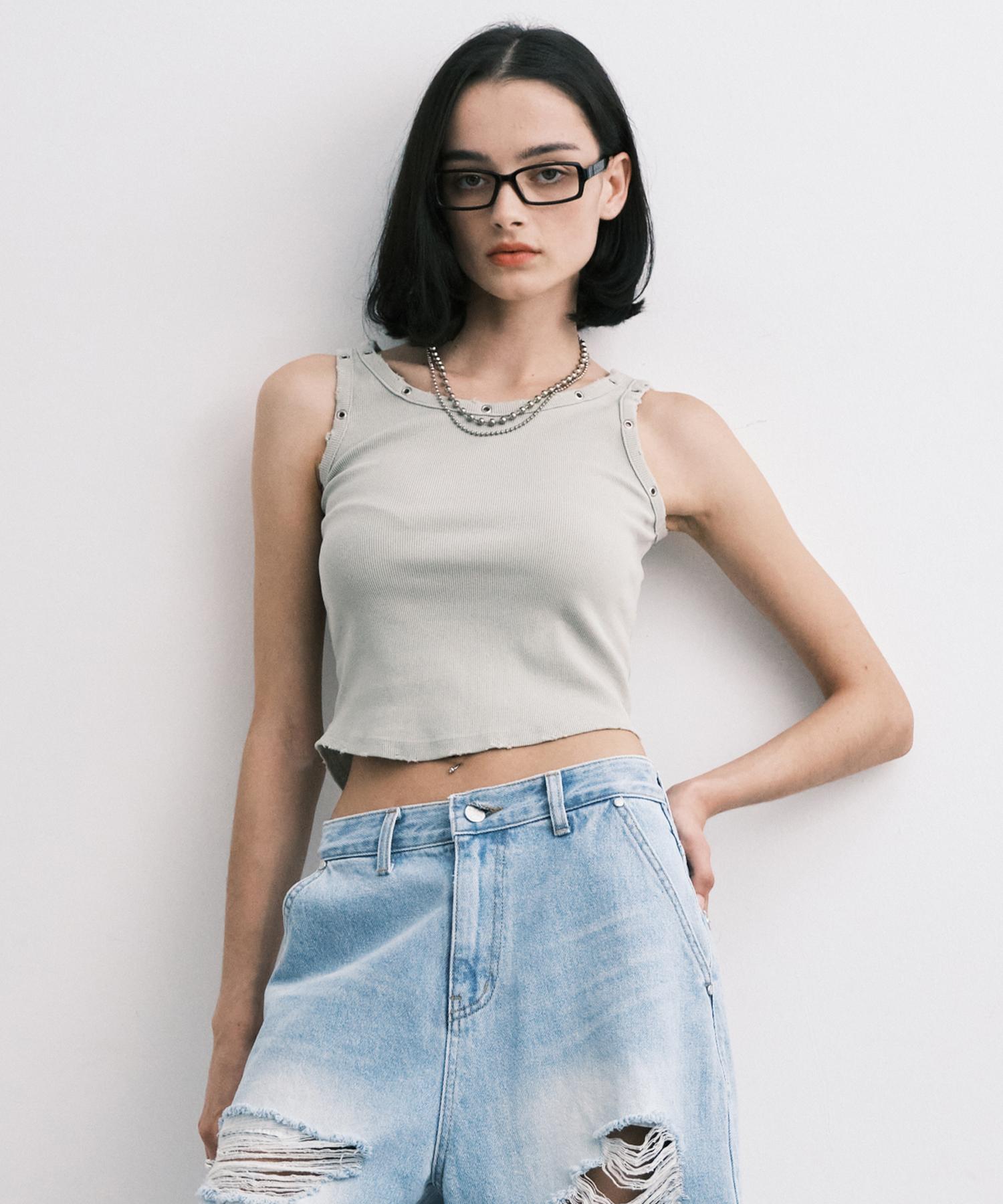 Midnight Move Vt Eyelet Top (Khaki)