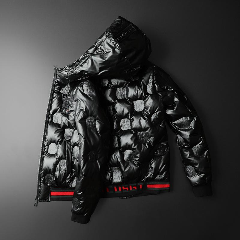 2023 European Trendy Men's Glossy Hooded Down Jacket - Warm White Duck Down, Plus Size