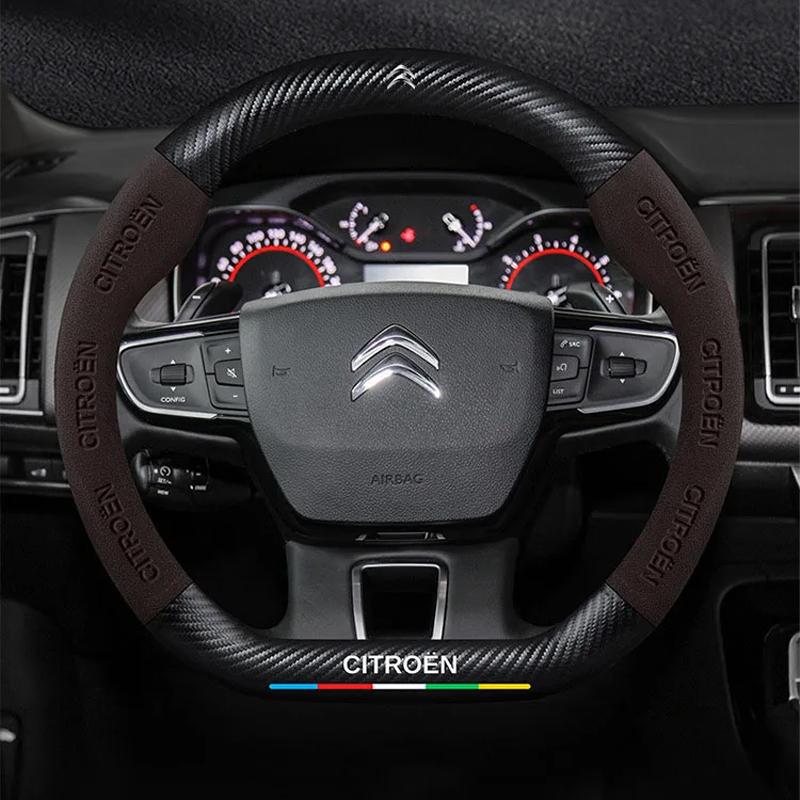 AAMF1 For Citroen C1 C2 C3 C4 C5 C6 VTS Xsara DS3 C-Crosser Berlingo Jumpy Carbon fiber Suede Car Steering Wheel Cover Auto Accessorie