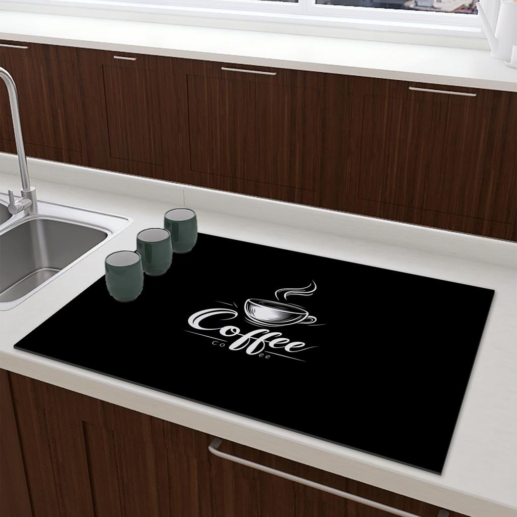 Kaffeemaschinenmatte Wasserdicht Küchen Geschirrtrockenmatten Rutschfeste Abtropfmatte Schnelltrocknend Geschirr Wasserhahn Essgeschirr Teppich