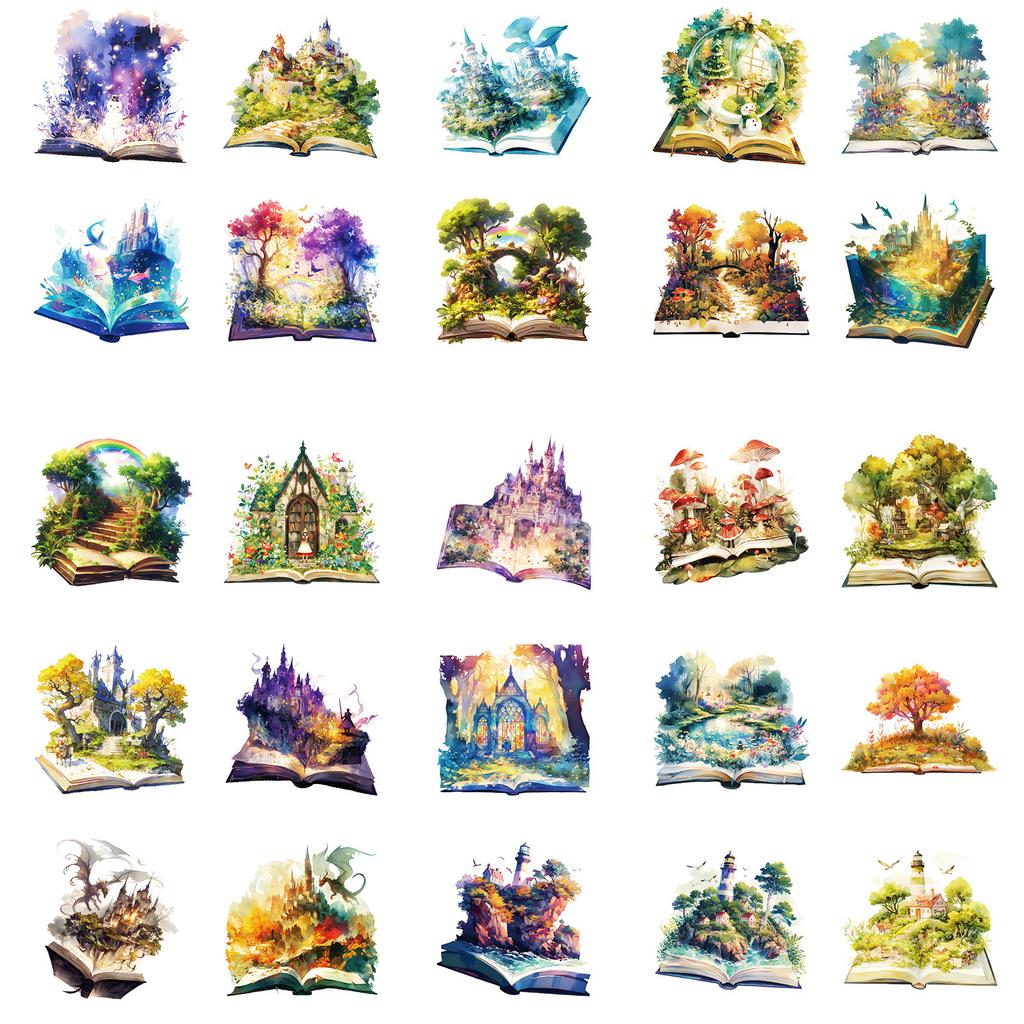 50 Dream Magic Book Series Graffiti Stickers No Repeat PP Material Waterproof Stickers Handbook Material
