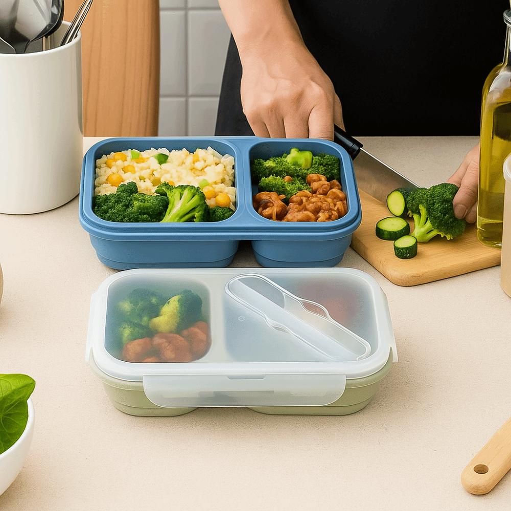 Airtight Foldable Lunch Box Large Capacity Food Storage Container Fresh Keeping Box  Camping