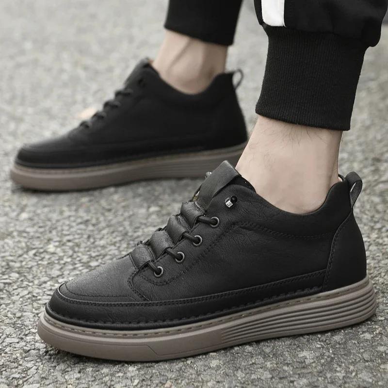 Luxury Brand Elevator Shoes Male Sneakers Leather Fashion Casual Heighten Shoes 6cm Thick-soled Non-slip Cowhide Business Shoes