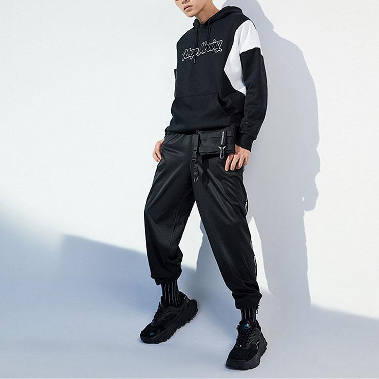 Anta FW22 Color Block Casual Fleece Hoodie Men Hoodies Black 152048747-7
