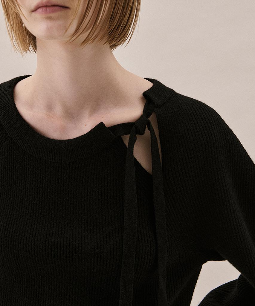 AHWE Tie Ribbed Sweater_Black