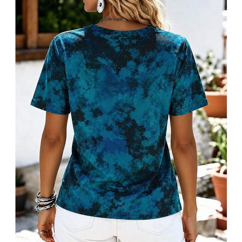 Halloween Women's T Shirt Print Graphic Cat Vintage Stylish Classic Short Sleeve V Neck Regular Tops