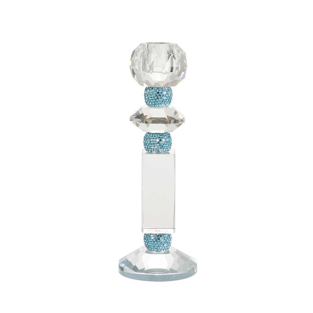 Crystal Glass Candle Holder Blue Diamond Candelabrum Transparent Candlestick Wedding Home Decoration Accessories