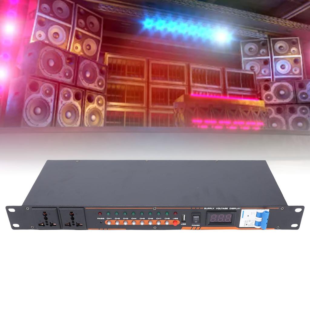 10 Outlet Power r High Power Equipment Power Controller with Digital Voltage Display Independent for Stage Amplifier Studio